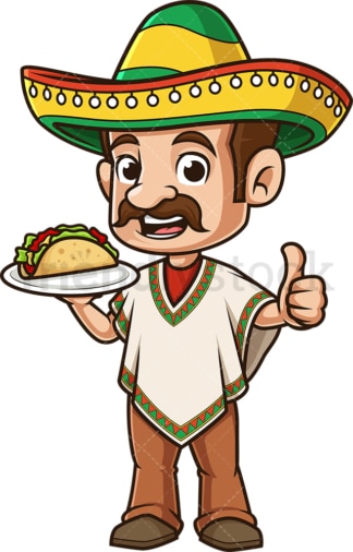 Mexican man holding taco. PNG - JPG and vector EPS (infinitely scalable).