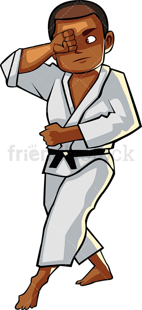 Black guy doing karate. PNG - JPG and vector EPS file formats (infinitely scalable). Image isolated on transparent background.
