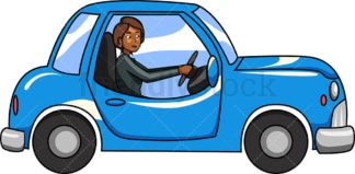 Black woman driving vintage car. PNG - JPG and vector EPS file formats (infinitely scalable). Image isolated on transparent background.