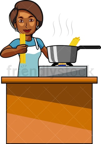Black woman making pasta. PNG - JPG and vector EPS file formats (infinitely scalable). Image isolated on transparent background.
