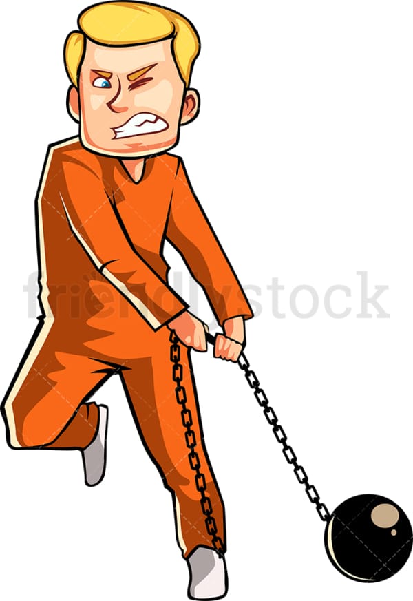 Prisoner carrying ball and chain. PNG - JPG and vector EPS file formats (infinitely scalable). Image isolated on transparent background.