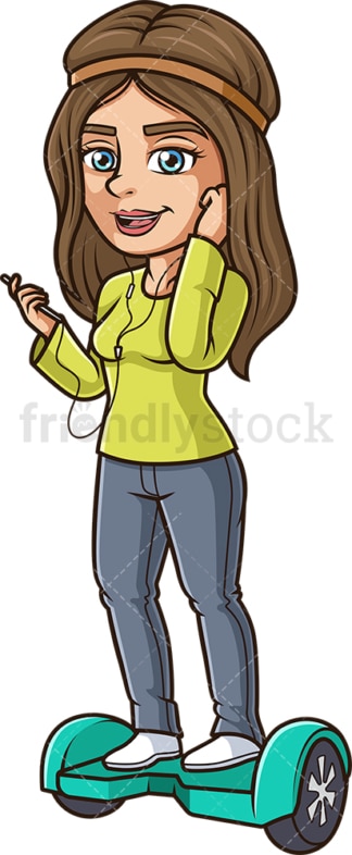 Chill girl on hoverboard. PNG - JPG and vector EPS (infinitely scalable).