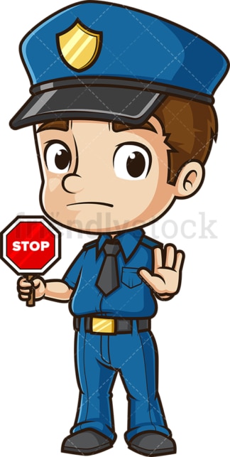 Cute policeman stop sign. PNG - JPG and vector EPS (infinitely scalable).