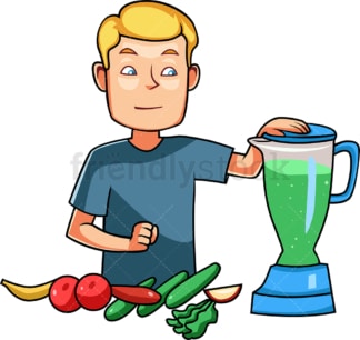 Man preparing a healthy smoothie. PNG - JPG and vector EPS file formats (infinitely scalable). Image isolated on transparent background.