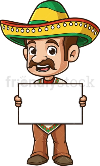 Mexican man holding blank sign. PNG - JPG and vector EPS (infinitely scalable).