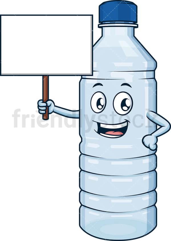 Water bottle holding blank sign. PNG - JPG and vector EPS (infinitely scalable).