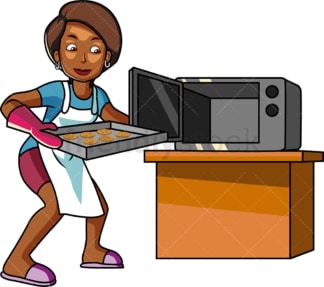 Black woman making home cookies. PNG - JPG and vector EPS file formats (infinitely scalable). Image isolated on transparent background.