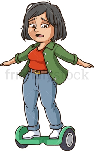 Middle-Aged woman on hoverboard. PNG - JPG and vector EPS (infinitely scalable).