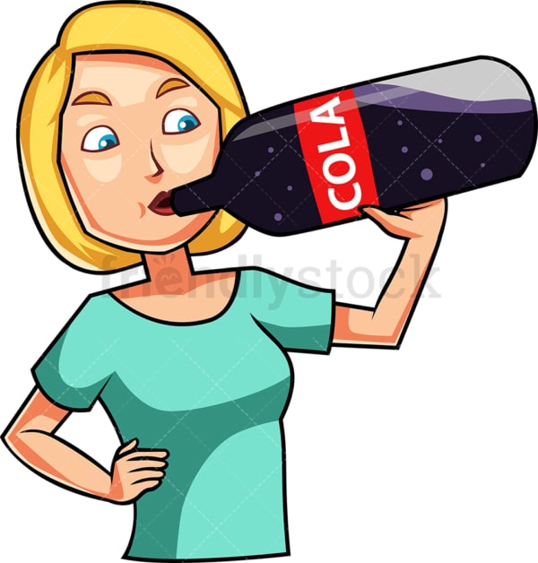 Woman drinking a cola drink. PNG - JPG and vector EPS file formats (infinitely scalable). Image isolated on transparent background.
