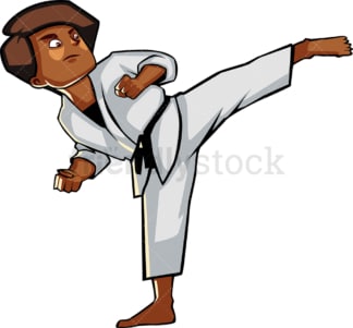 Black woman executing a high kick. PNG - JPG and vector EPS file formats (infinitely scalable). Image isolated on transparent background.