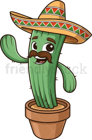 Happy mexican cactus waving. PNG - JPG and vector EPS (infinitely scalable).