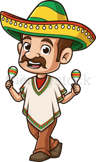 Mexican man dancing to maracas. PNG - JPG and vector EPS (infinitely scalable).