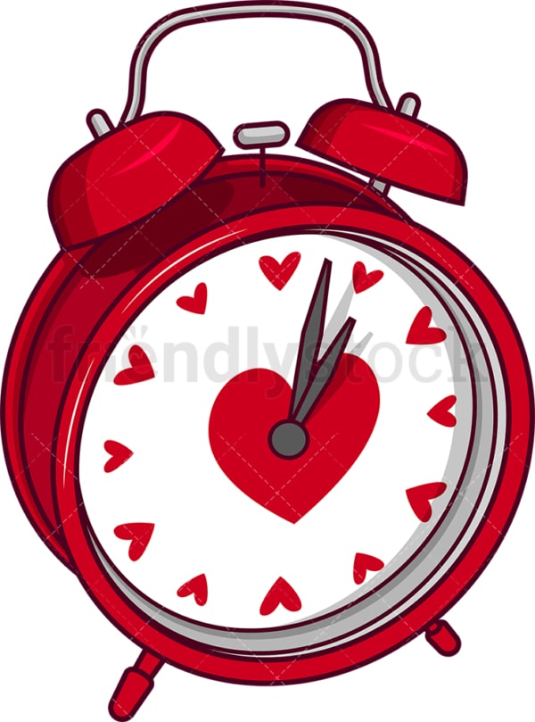Valentine's day alarm clock. PNG - JPG and vector EPS file formats (infinitely scalable). Image isolated on transparent background.