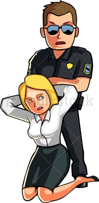 Woman getting arrested. PNG - JPG and vector EPS file formats (infinitely scalable). Image isolated on transparent background.