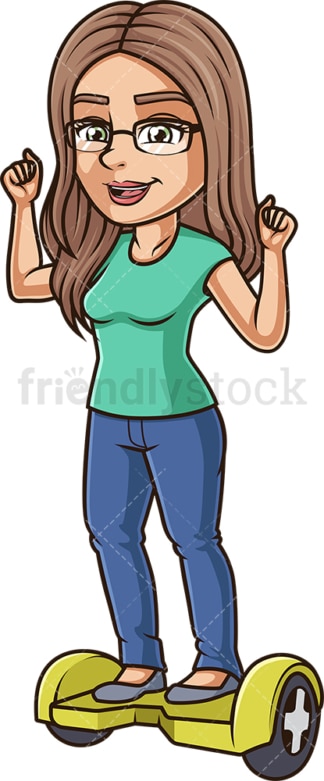 Cheerful woman riding hoverboard. PNG - JPG and vector EPS (infinitely scalable).