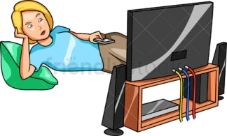 Woman relaxing while watching tv. PNG - JPG and vector EPS file formats (infinitely scalable). Image isolated on transparent background.