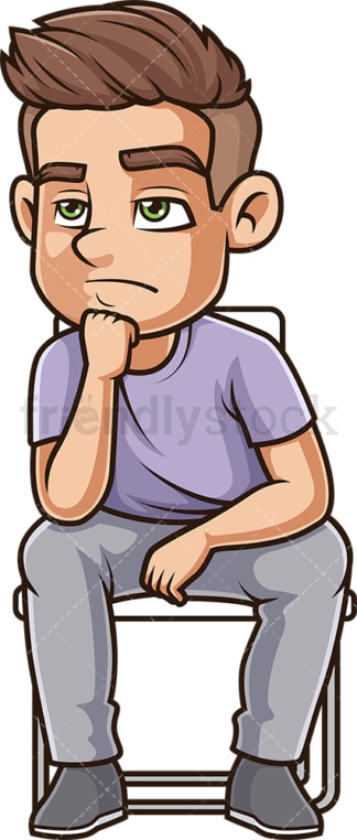 Young guy sits and thinks. PNG - JPG and vector EPS (infinitely scalable).