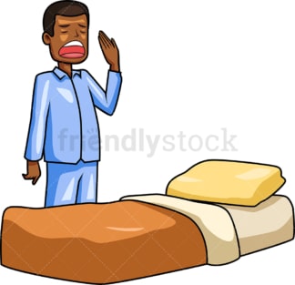 Black man about to get in bed. PNG - JPG and vector EPS file formats (infinitely scalable). Image isolated on transparent background.