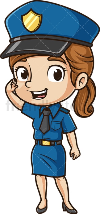 Cute policewoman saluting. PNG - JPG and vector EPS (infinitely scalable).