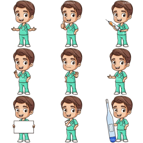 Cartoon male nurse. PNG - JPG and infinitely scalable vector EPS - on white or transparent background.