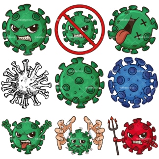 Coronavirus cartoon bundle. PNG - JPG and vector EPS file formats (infinitely scalable). Image isolated on transparent background.