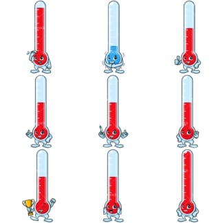 Thermometer cartoon character. PNG - JPG and infinitely scalable vector EPS - on white or transparent background.