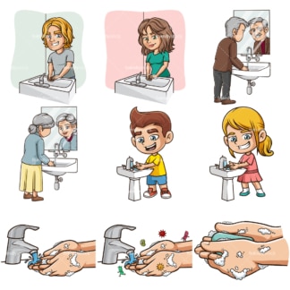 Washing hands. PNG - JPG and infinitely scalable vector EPS - on white or transparent background.