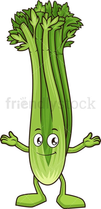 Happy celery character. PNG - JPG and vector EPS (infinitely scalable).