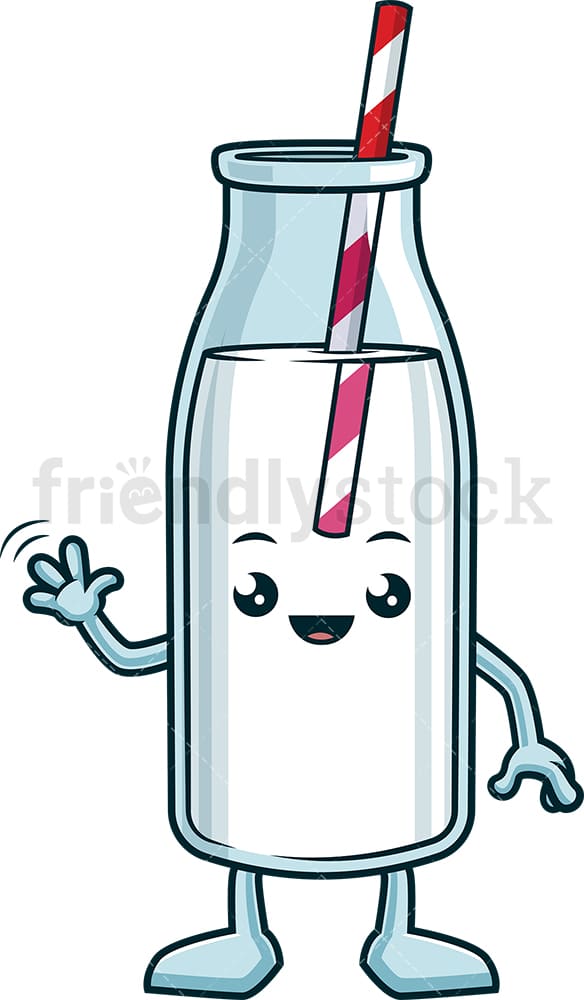 Milk bottle waving. PNG - JPG and vector EPS (infinitely scalable).