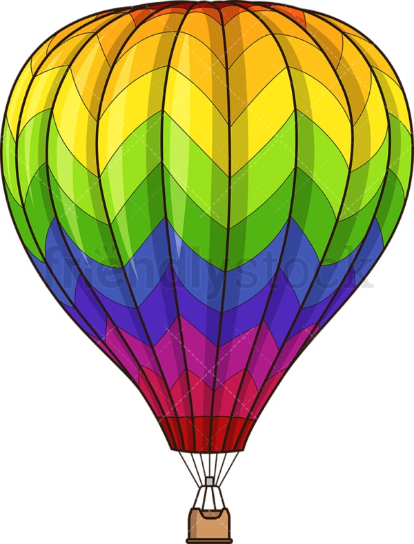 Rainbow hot air balloon. PNG - JPG and vector EPS (infinitely scalable).