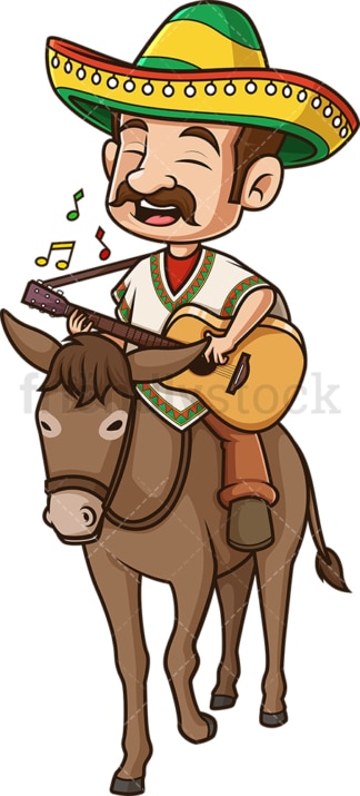 Mexican man riding a donkey. PNG - JPG and vector EPS file formats (infinitely scalable). Image isolated on transparent background.