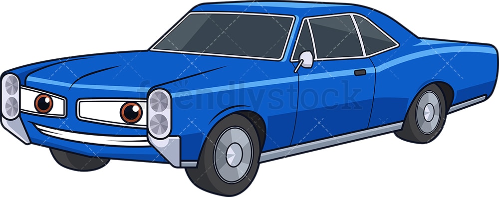 Download Blue Vintage Racing Car Cartoon Clipart Vector - FriendlyStock