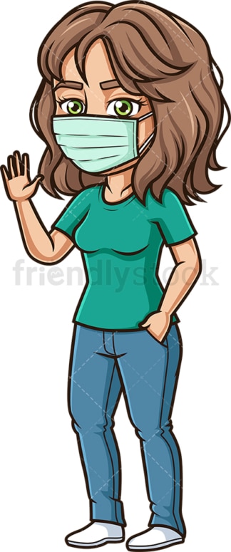 Hispanic woman with medical mask. PNG - JPG and vector EPS (infinitely scalable).