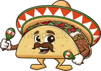 Mexican taco playing maracas. PNG - JPG and vector EPS (infinitely scalable).