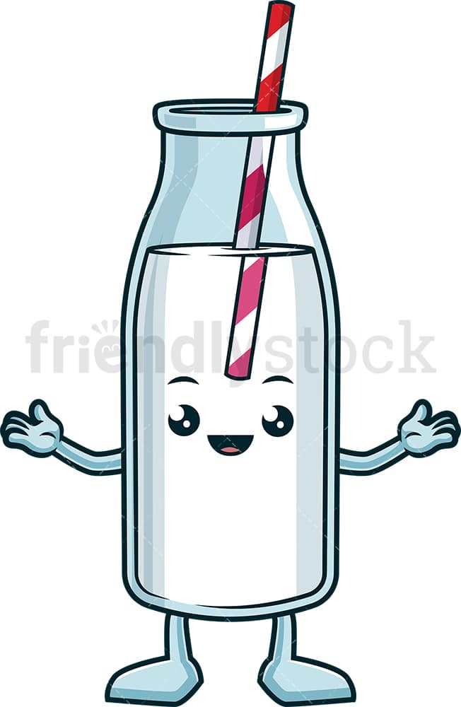 Welcoming Milk Bottle Cartoon Clipart Vector - FriendlyStock