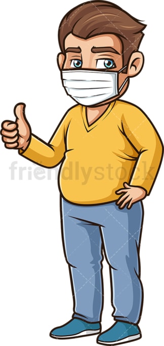 Chubby man wearing face mask. PNG - JPG and vector EPS (infinitely scalable).