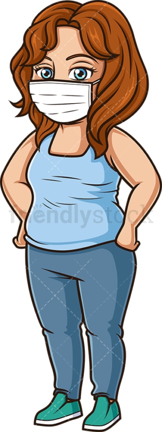 Chubby woman with surgical face mask. PNG - JPG and vector EPS (infinitely scalable).