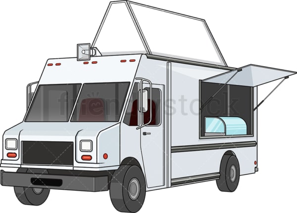 Food truck with blank sign. PNG - JPG and vector EPS file formats (infinitely scalable). Image isolated on transparent background.