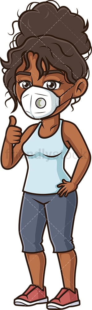 Black woman with n95 face mask. PNG - JPG and vector EPS (infinitely scalable).