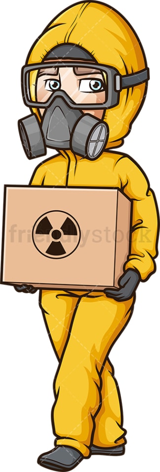 Man in hazmat suit carrying nuclear material. PNG - JPG and vector EPS (infinitely scalable).