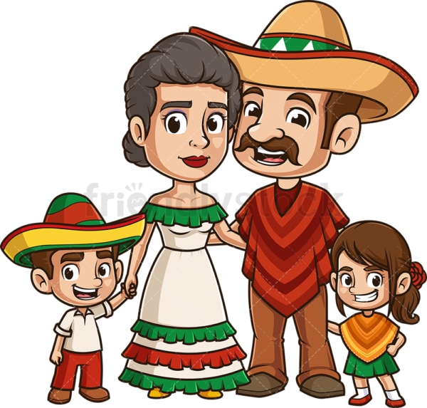 Mexican family. PNG - JPG and vector EPS file formats (infinitely scalable). Image isolated on transparent background.