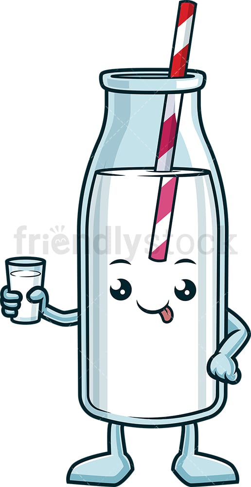 Milk bottle holding glass. PNG - JPG and vector EPS (infinitely scalable).