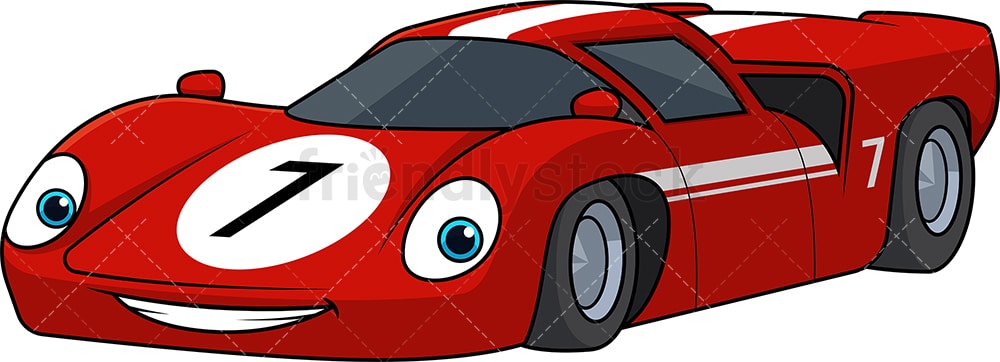 赤いレーシングカー漫画クリップアートベクトル Friendlystock