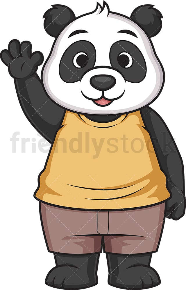 Baby Panda Waving Cartoon Vector Clipart Friendlystock
