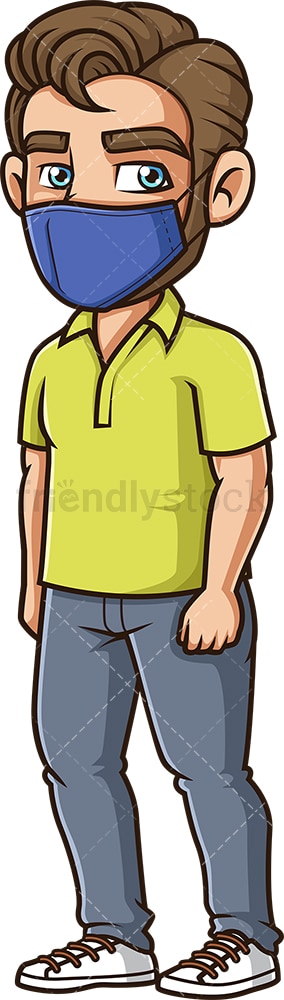 Caucasian man wearing face mask. PNG - JPG and vector EPS (infinitely scalable).