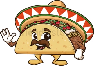 Mexican taco waving. PNG - JPG and vector EPS (infinitely scalable).