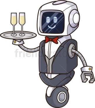 Robot butler. PNG - JPG and vector EPS file formats (infinitely scalable). Image isolated on transparent background.