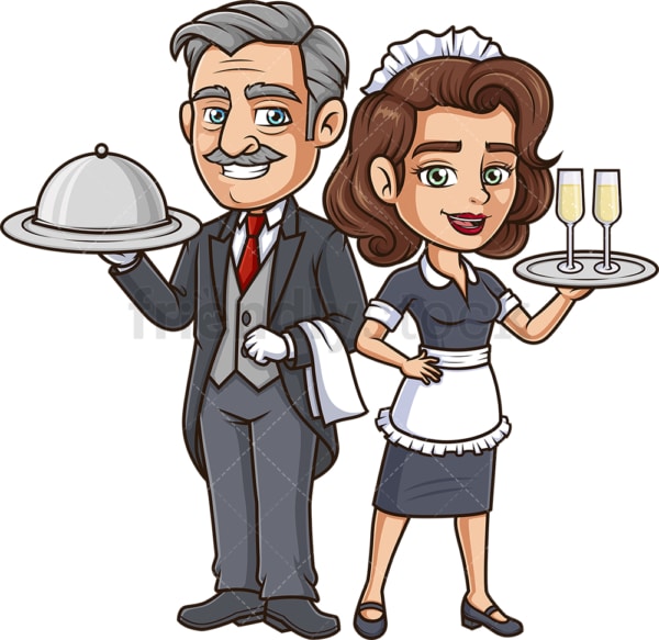 Maid and butler. PNG - JPG and vector EPS file formats (infinitely scalable). Image isolated on transparent background.