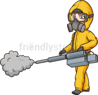 Man in hazmat suit disinfecting. PNG - JPG and vector EPS (infinitely scalable).