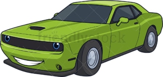 Green racing car smiling. PNG - JPG and vector EPS (infinitely scalable).